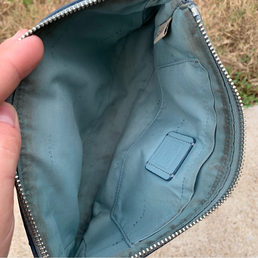 Coach Blue Leather Cosmetic Makeup Bag - Picture 9 of 11